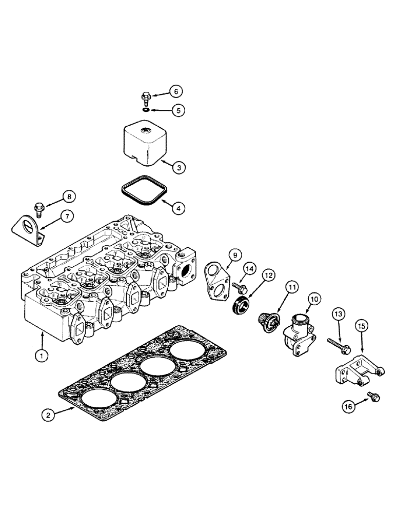 Схема запчастей Case 580SK - (2-38) - CYLINDER HEAD AND COVERS (02) - ENGINE