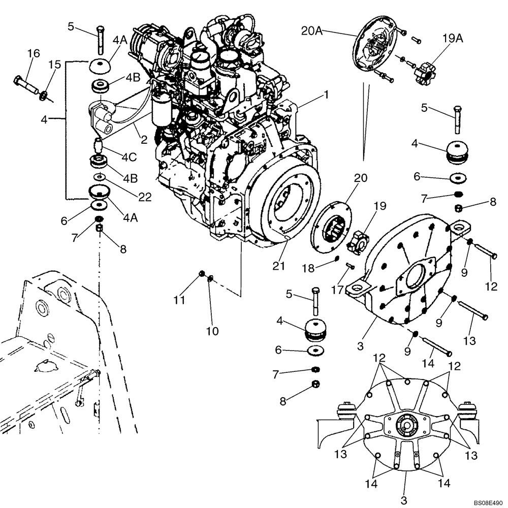 Схема запчастей Case 435 - (02-06) - ENGINE - MOUNTING (02) - ENGINE