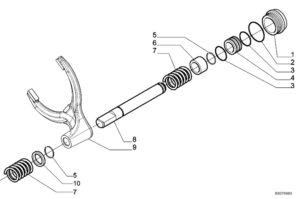 Схема запчастей Case 580M - (06-36) - 87395372 AXLE, REAR DRIVE - DIFFERENTIAL LOCK (06) - POWER TRAIN