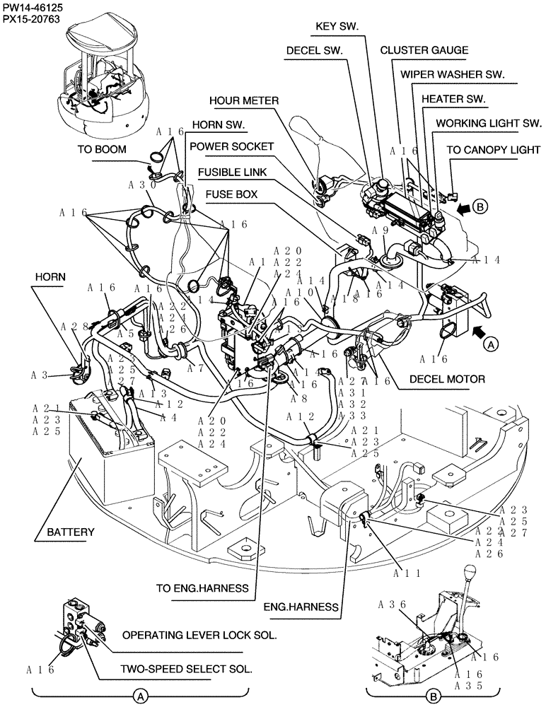 Схема запчастей Case CX31B - (312-72[1]) - ELEC ASSEMBLY, UPP ANGLE DOZER (00) - GENERAL & PICTORIAL INDEX