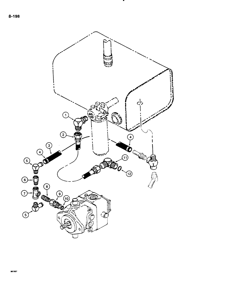 Схема запчастей Case DH4B - (8-198) - ATTACHMENT DRIVE PUMP SUPPLY AND RETURN LINES (08) - HYDRAULICS