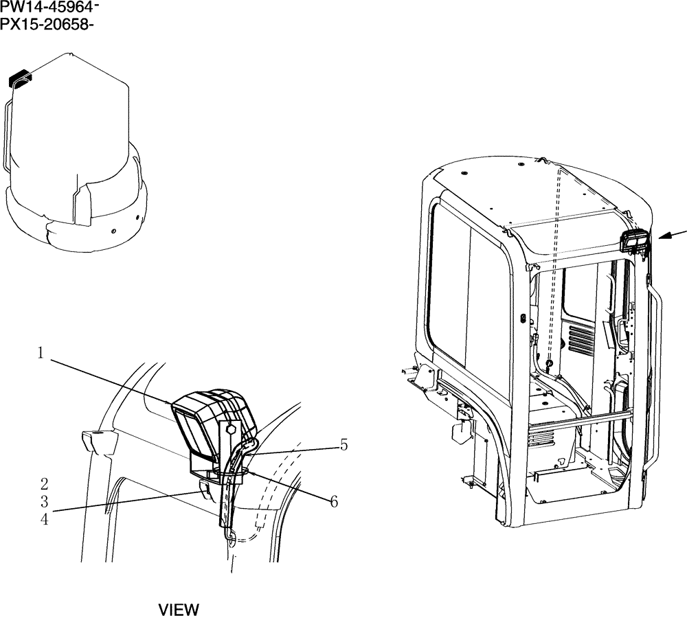 Схема запчастей Case CX36B - (217-17[1]) - LIGHT INSTAL (CAB) (05) - SUPERSTRUCTURE