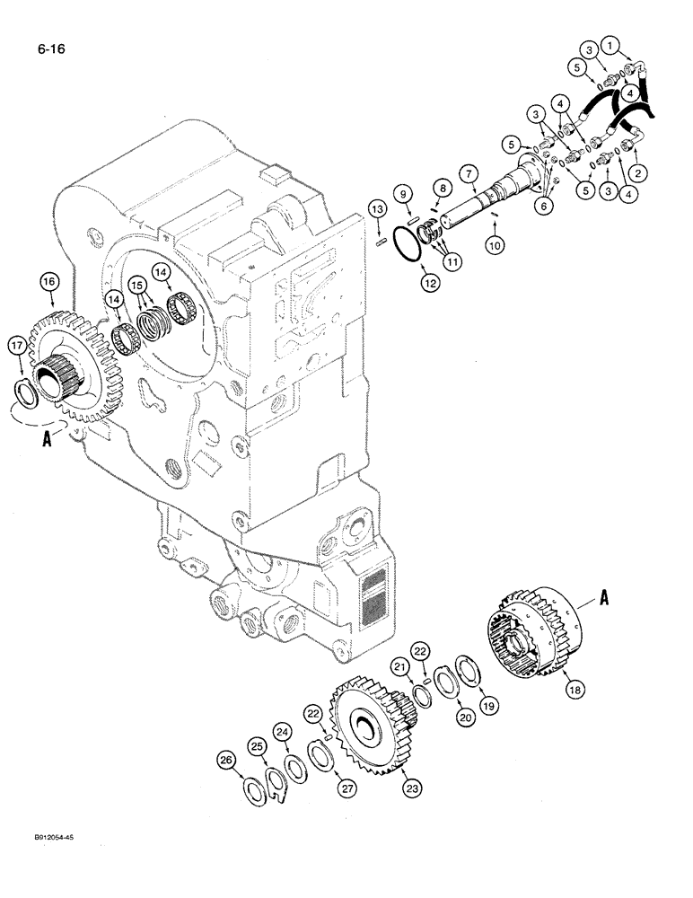 Схема запчастей Case 621 - (6-16) - TRANSMISSION ASSEMBLY, REVERSE AND SECOND CLUTCHES, P.I.N. JAK0021701 THRU JAK0027511 (06) - POWER TRAIN