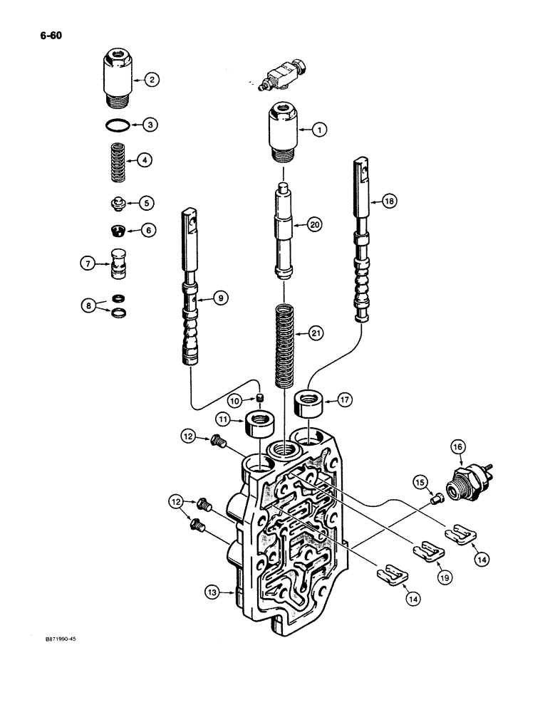 Схема запчастей Case W11B - (6-060) - CLARK TRANSMISSION, CONTROL VALVE ASSEMBLY (06) - POWER TRAIN