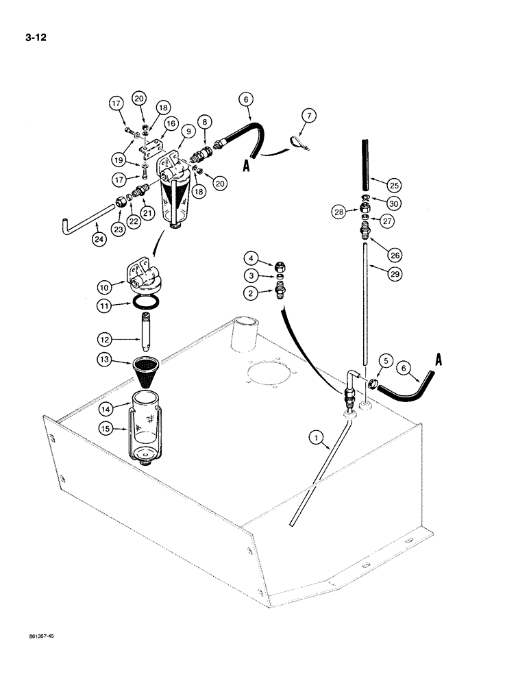 Схема запчастей Case W20C - (3-12) - FUEL LINES, MODELS WITHOUT ELECTRIC FUEL PUMP, AND WITH FUEL STRAINER (03) - FUEL SYSTEM