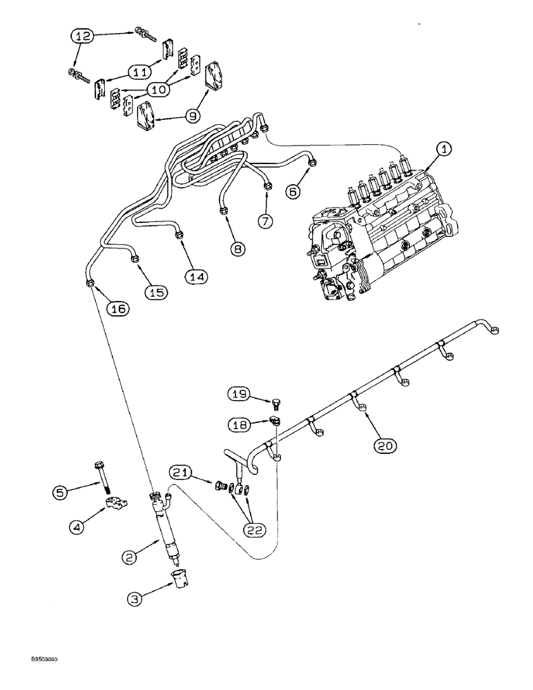 Схема запчастей Case 821B - (3-08) - FUEL INJECTION SYSTEM, 6T-830 ENGINE, PRIOR TO P.I.N. JEE0050601 (03) - FUEL SYSTEM