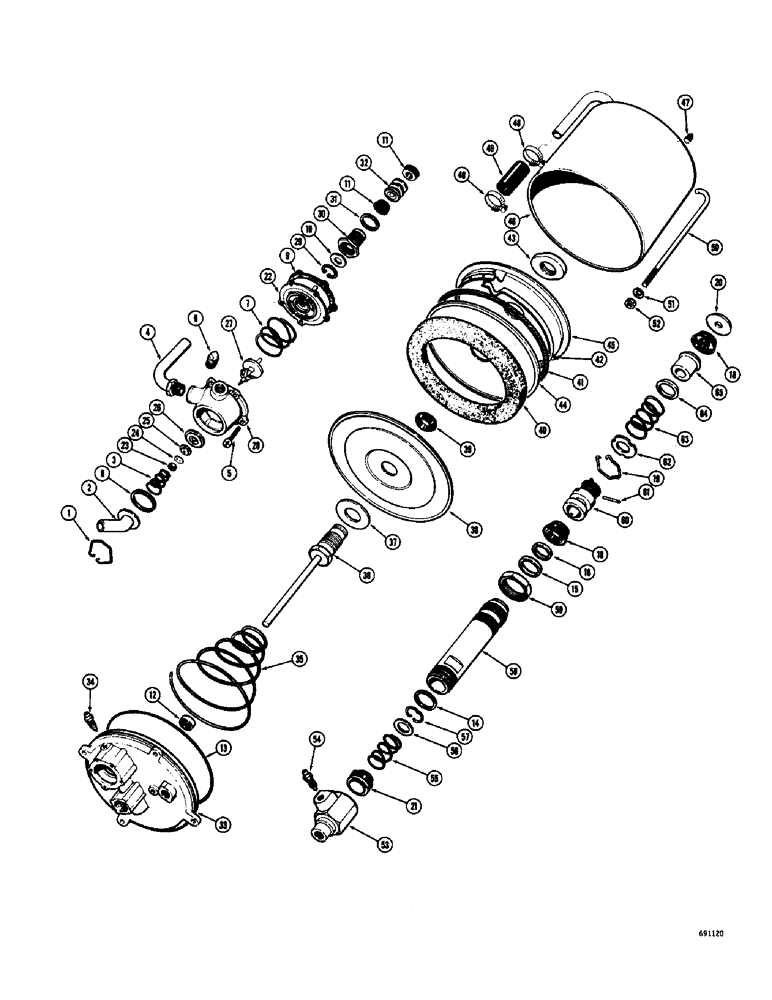 Схема запчастей Case W10C - (122) - HYDROVAC CYLINDER (07) - BRAKES