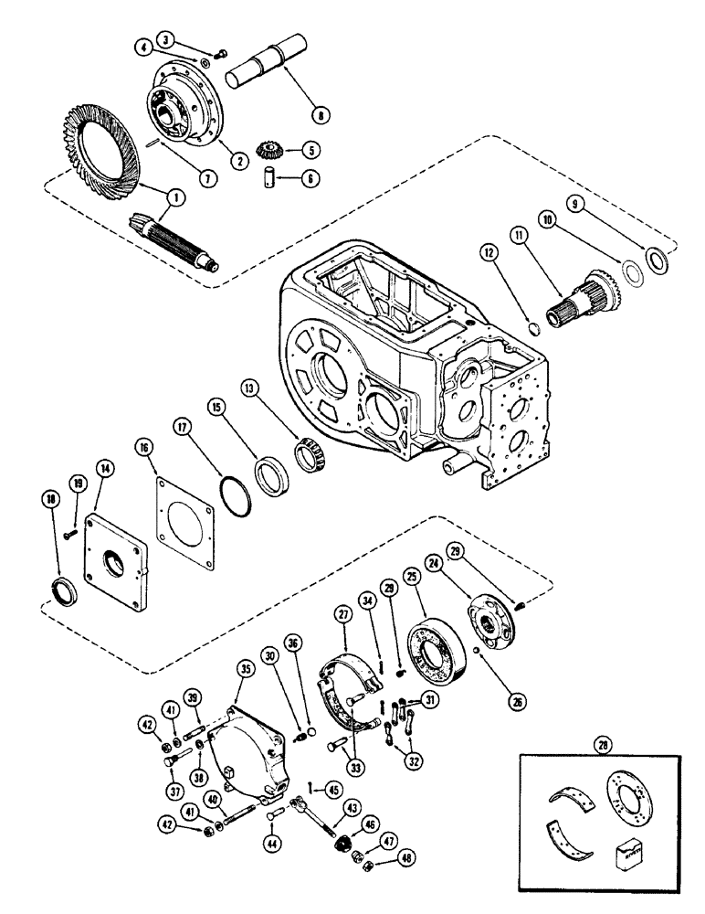 Схема запчастей Case W5A - (130) - DIFFERENTIAL AND BRAKES, USED DIESEL SN. 8171216 & AFTER, USED SPARK INGINTION SN. 8171204 & AFTER (07) - BRAKES