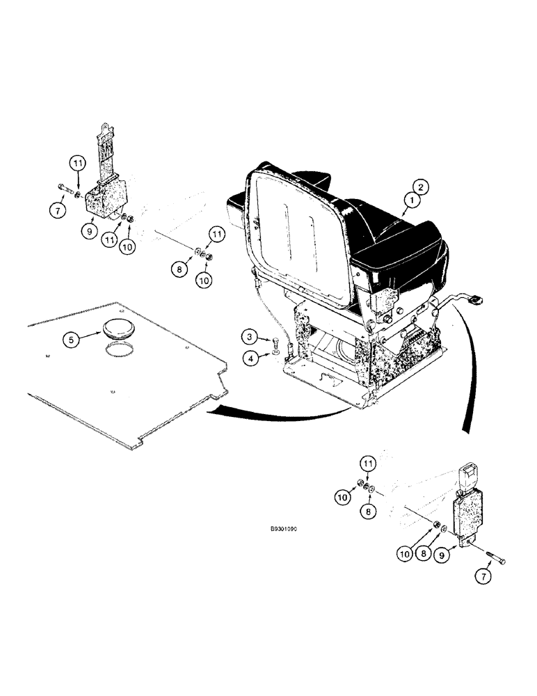 Схема запчастей Case 821B - (9-044) - SEAT AND MOUNTING PARTS, SUSPENSION SEAT, SEAT MOUNTING, 51 (09) - CHASSIS/ATTACHMENTS