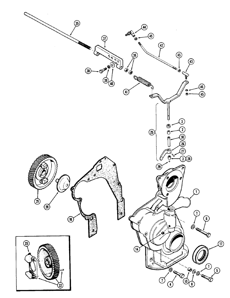 Схема запчастей Case W5 - (032) - GOVERNOR AND TIMING GEAR COVER, (164) SPARK IGNITION ENGINE (02) - ENGINE