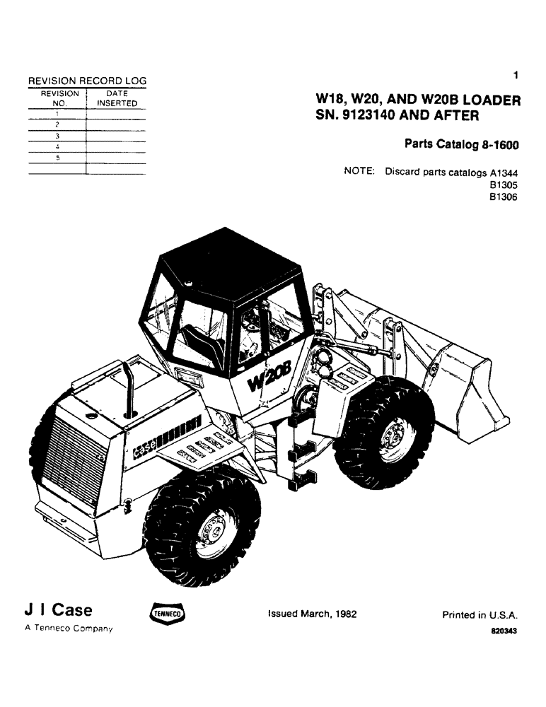 Схема запчастей Case W18 - (001) - REVISION RECORD LOG (00) - PICTORIAL INDEX