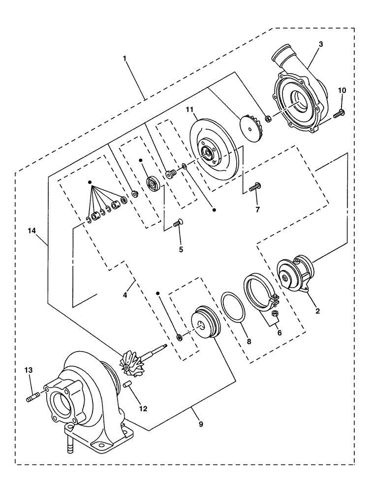 Схема запчастей Case CX350 - (02-027-00[01]) - TURBOCHARGER (03) - FUEL SYSTEM