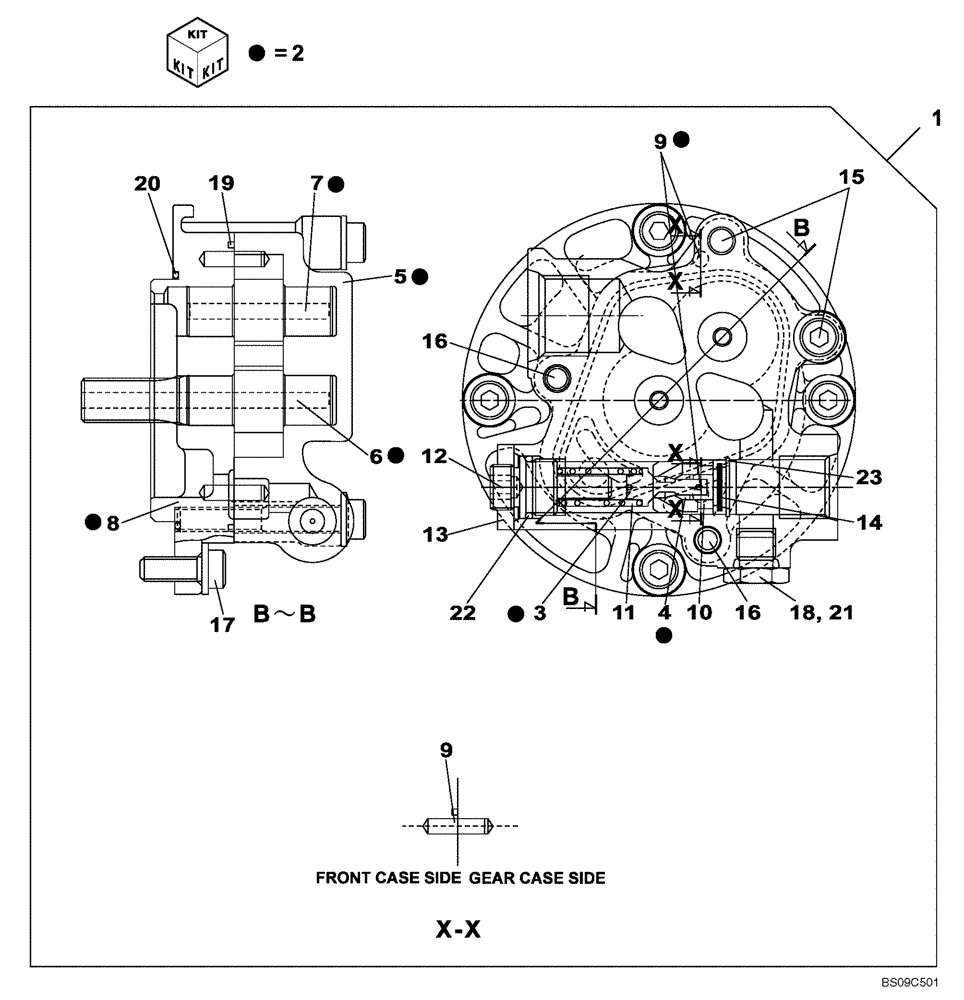 Схема запчастей Case CX130B - (08-03[02]) - HIGH PRESSURE PUMP - PUMP, PILOT CONTROL (STANDARD) (08) - HYDRAULICS