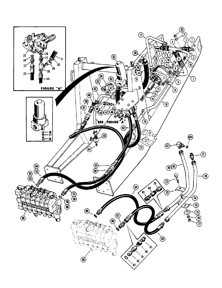 Схема запчастей Case 33 - (122) - BACKHOE PRIMARY HYDRAULICS, USED BEFORE BACKHOE SERIAL NO.4173721 