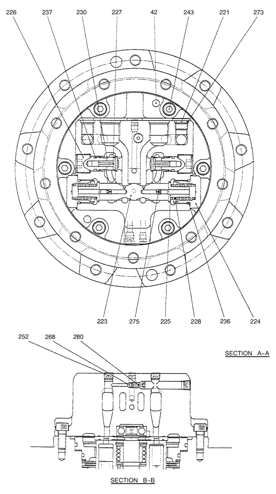 Схема запчастей Case CX36B - (07-019[02]) - MOTOR ASSY (PROPELLING) (35) - HYDRAULIC SYSTEMS