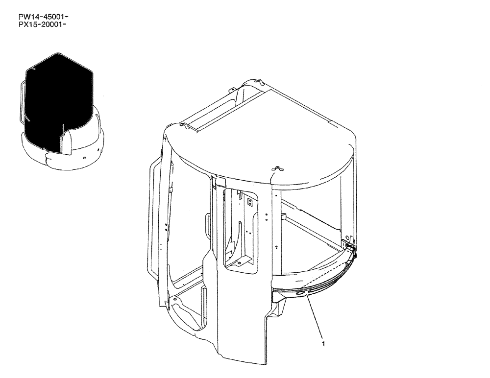 Схема запчастей Case CX36B - (01-044) - CAB INSTAL (05) - SUPERSTRUCTURE