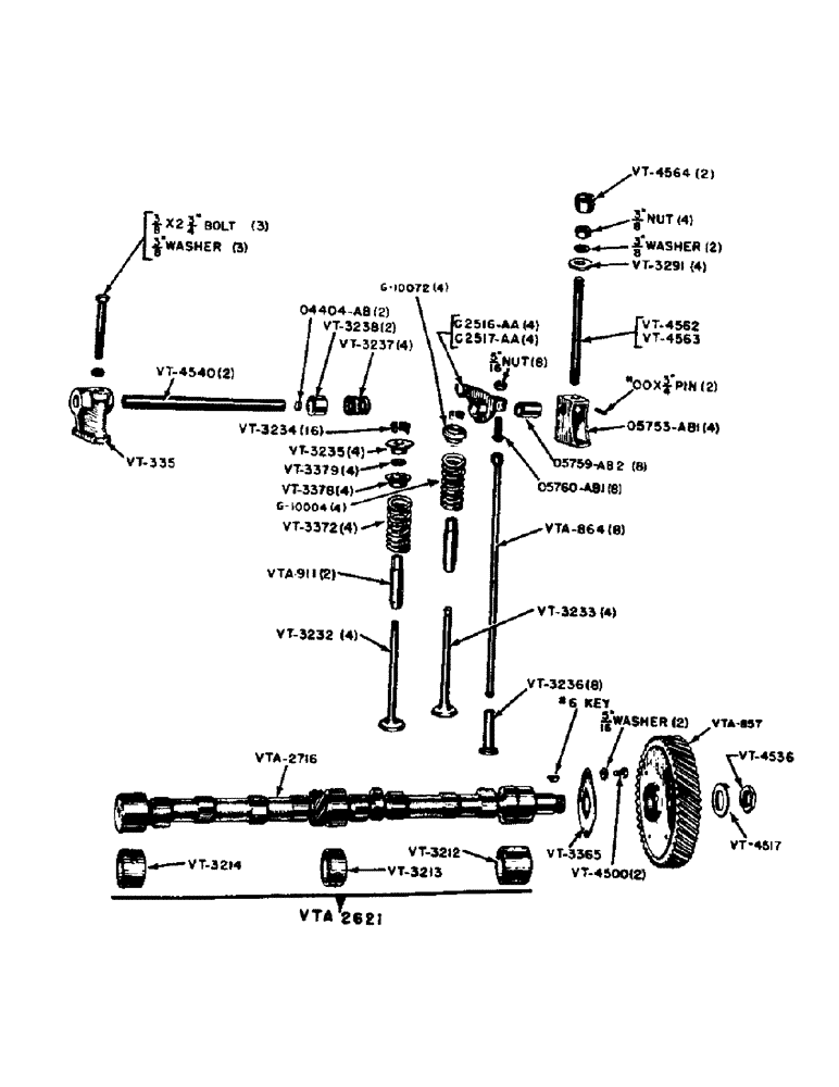 Схема запчастей Case 320 - (012) - VALVES, PUSH RODS AND CAMSHAFT (02) - ENGINE