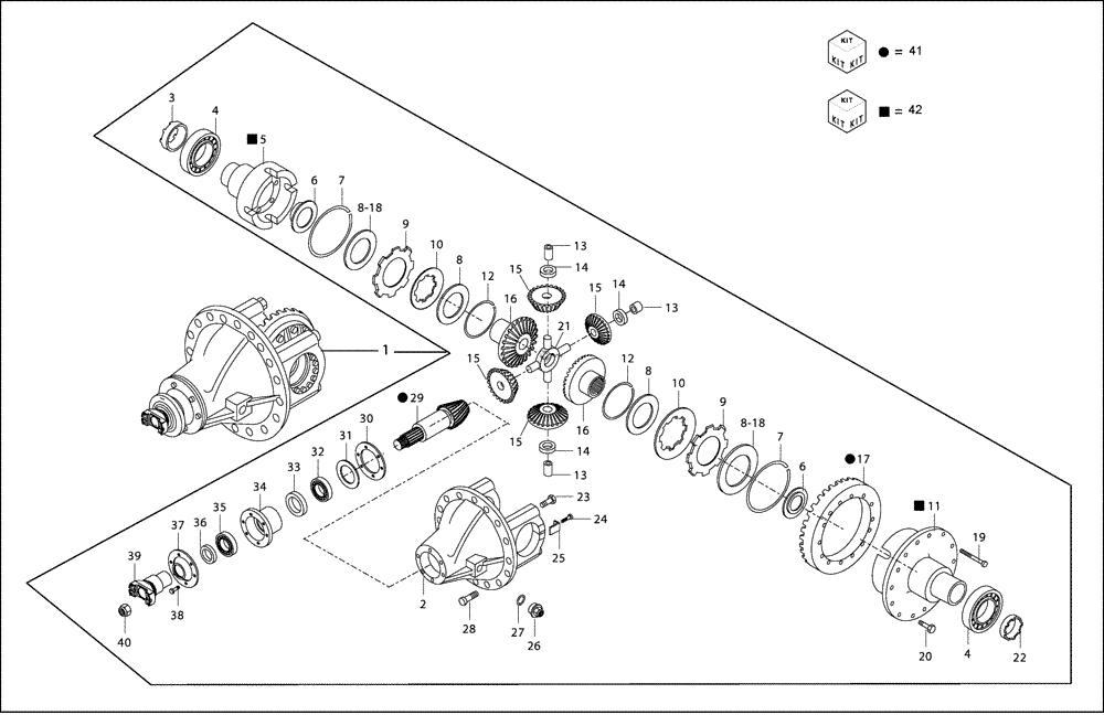 Схема запчастей Case 330B - (33A00000731[001]) - DIFFERENTIAL, REAR AXLE W/WET BRAKE (8900134409) (11) - AXLES/WHEELS