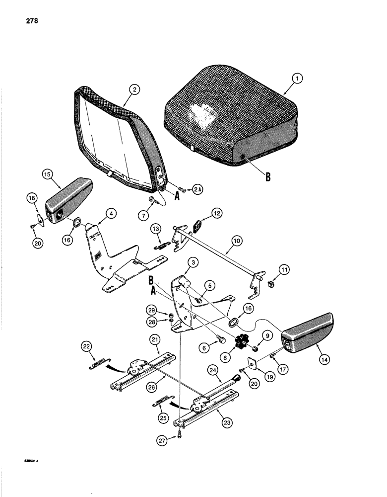 Схема запчастей Case 1280B - (278) - SEAT (09) - CHASSIS/ATTACHMENTS