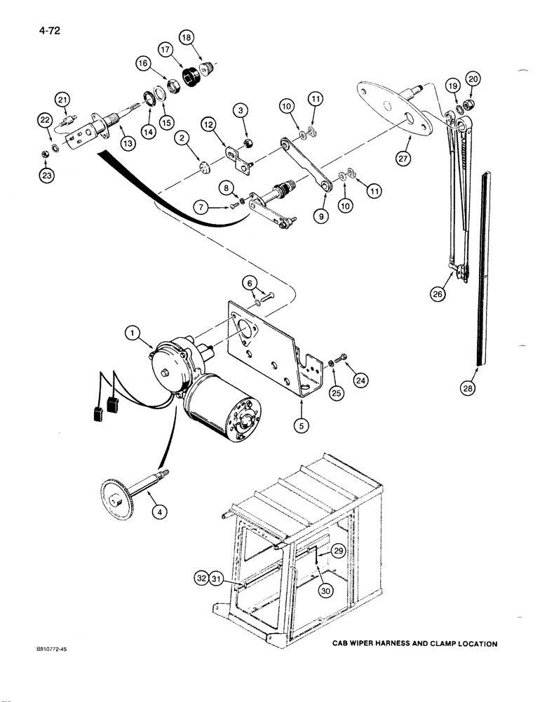 Схема запчастей Case 1086B - (4-072) - WINDSHIELD WIPER, USED WITH LOGGER CAB (04) - ELECTRICAL SYSTEMS