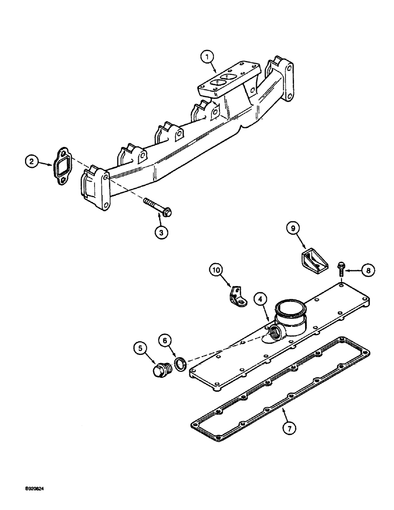 Схема запчастей Case 1088 - (2-30) - MANIFOLDS, 6T-590 ENGINE (02) - ENGINE