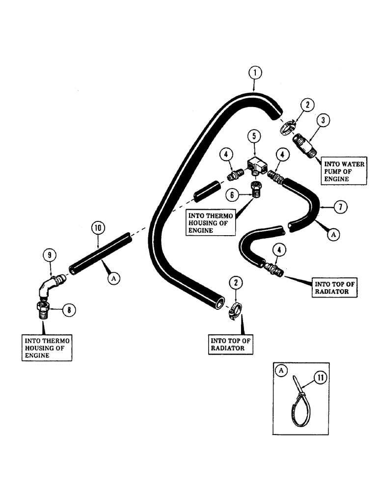 Схема запчастей Case 50 - (056) - ENGINE SURGE & PURGE HOSES, (USED ON UNITS W/ DETROIT DIESEL ENGINES) (SN., 6279926 & AFTER) (10) - ENGINE