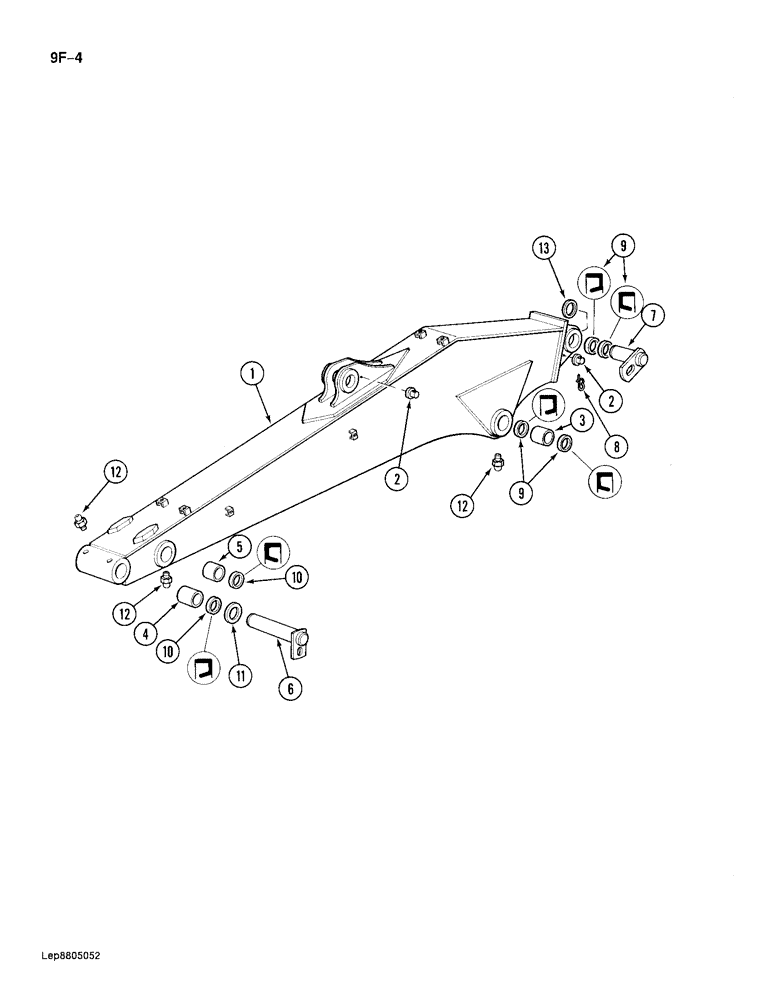 Схема запчастей Case 688 - (9F-04) - ARM AND MOUNTING PINS, WITH 6 FOOT 10-3/4 INCH ARM (09) - CHASSIS