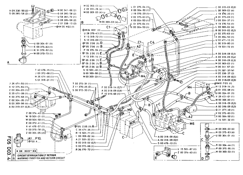 Схема запчастей Case 75C - (F05 D03.4) - WARMING-THROUGH AND RETURN CIRCUIT (07) - HYDRAULIC SYSTEM