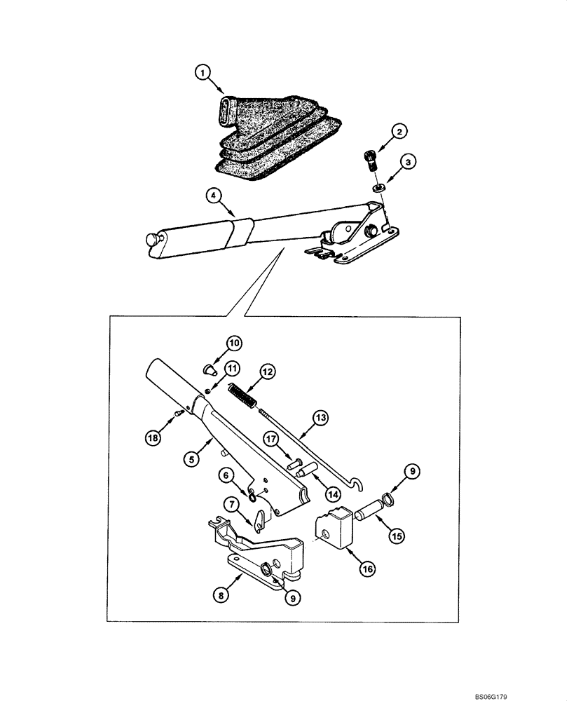 Схема запчастей Case 865 - (07.02A[00]) - PARKING BRAKE ACTUATING LEVER (SN 022211 - ) (07) - BRAKES