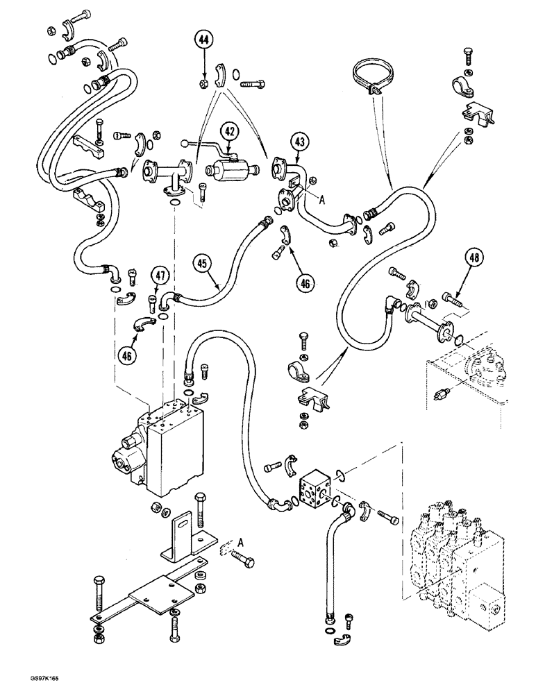 Схема запчастей Case 888 - (8E-06A) - HYDRAULIC HAMMER CIRCUIT, PRESSURE AND RETURN LINES (08) - HYDRAULICS