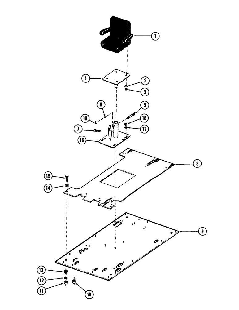 Схема запчастей Case 880B - (114) - TURNTABLE ATTACHING PARTS INSIDE OF OPERATORS CAB (05) - UPPERSTRUCTURE CHASSIS