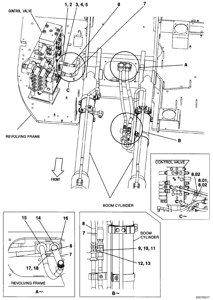 Схема запчастей Case CX135SR - (08-09) - HYDRAULICS - BOOM (08) - HYDRAULICS