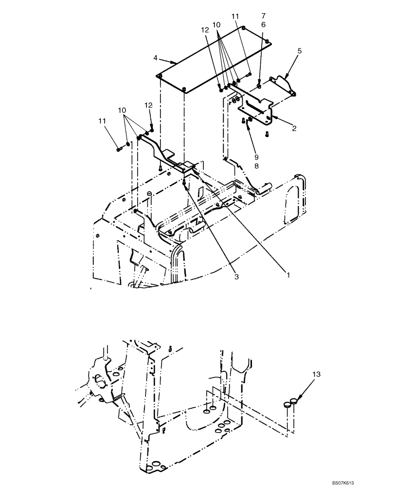 Схема запчастей Case 521E - (09-47) - COVERS - CAB - WITHOUT AIR CONDITIONING (09) - CHASSIS