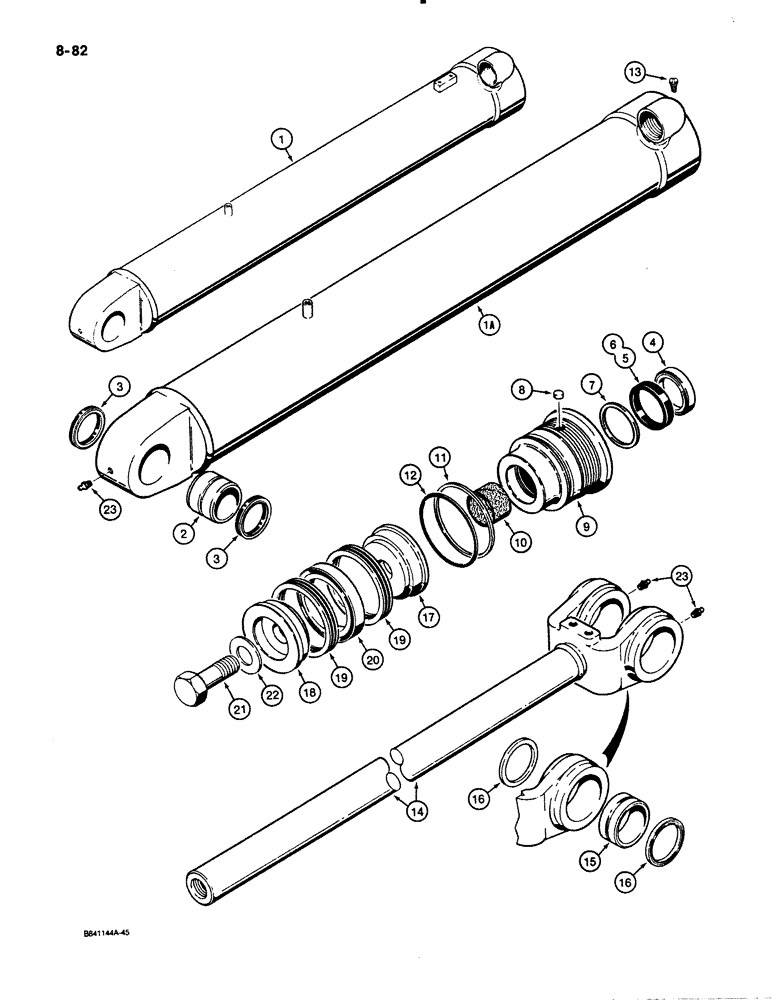 Схема запчастей Case W30 - (8-82) - G107281 AND G109255 BUCKET CYLINDERS (08) - HYDRAULICS