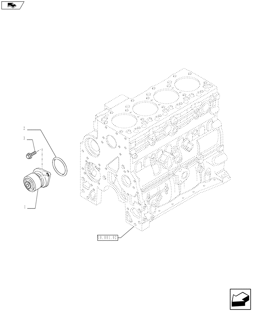 Схема запчастей Case 590SN - (10.402.02) - WATER PUMP (2852293) (10) - ENGINE