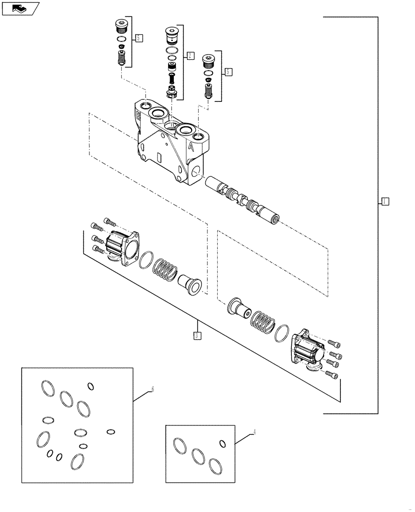 Схема запчастей Case 580SN WT - (35.150.03) - VALVE SECTION - BACKHOE, BUCKET (WITH PILOT CONTROLS) (35) - HYDRAULIC SYSTEMS