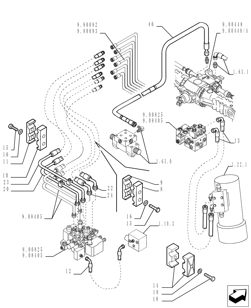 Схема запчастей Case TX842 - (1.82.6[03]) - HYDRAULIC SYSTEM PIPING (35) - HYDRAULIC SYSTEMS