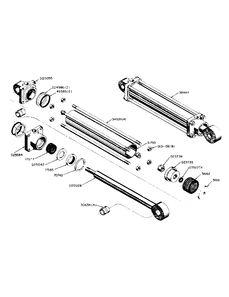 Схема запчастей Case 310B - (54) - 38464 HYDRAULIC STABILIZER CYLINDERS 