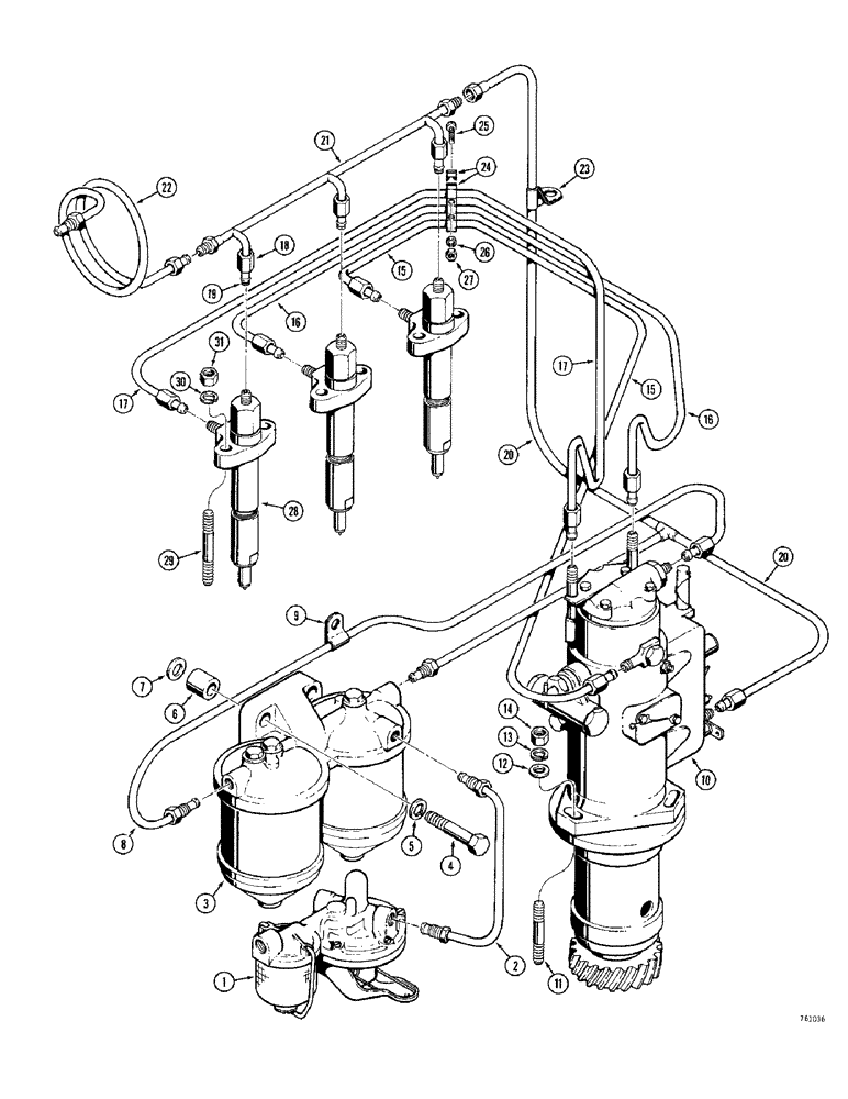 Схема запчастей Case 380CK - (028) - FUEL INJECTION SYSTEM (03) - FUEL SYSTEM