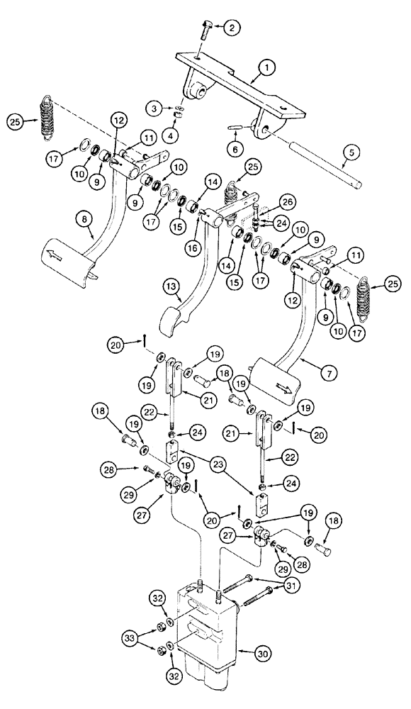 Схема запчастей Case 550H - (7-01) - PEDALS AND LINKAGE, BRAKE (07) - BRAKES