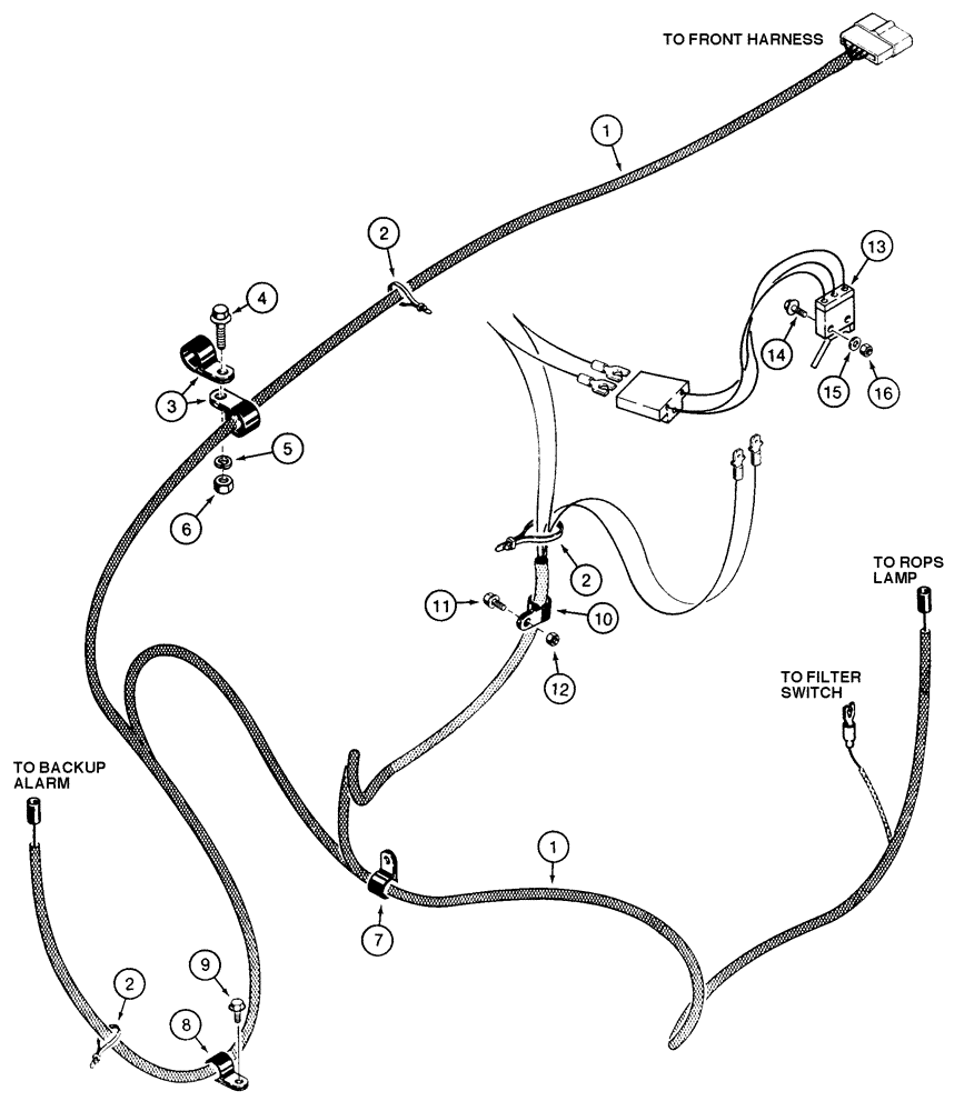 Схема запчастей Case 850E - (4-16) - REAR WIRING HARNESS AND CONNECTIONS (04) - ELECTRICAL SYSTEMS