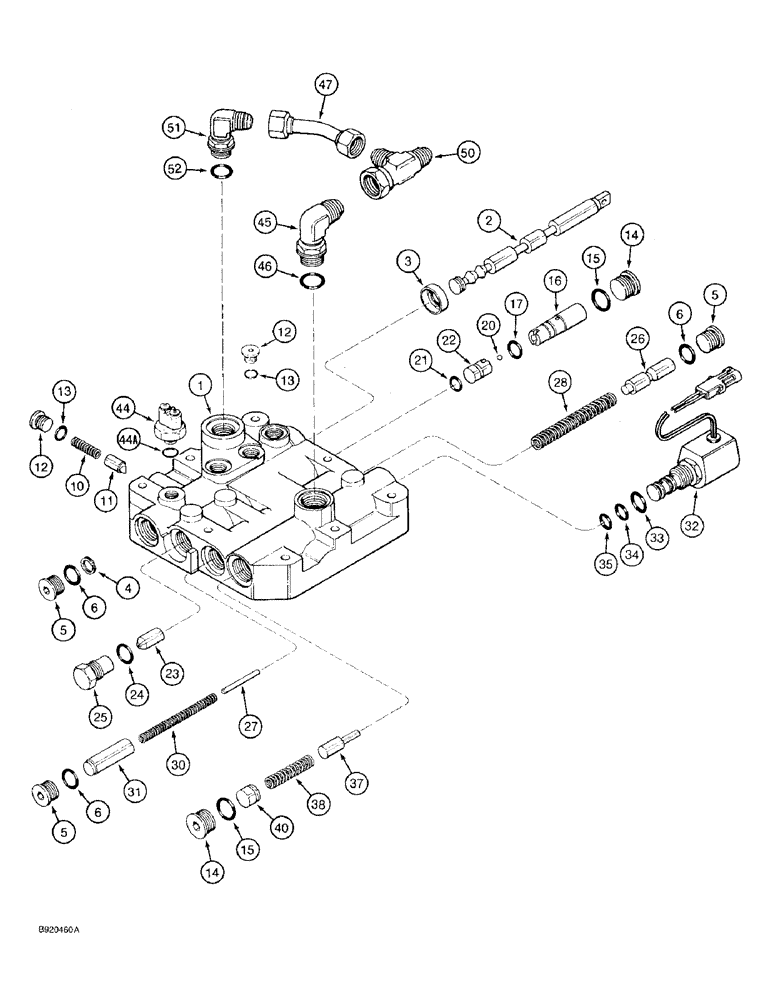 Схема запчастей Case 580SK - (6-24) - TRANSAXLE ASSEMBLY, POWER SHUTTLE, VALVE ASSEMBLY WITHOUT PTO (06) - POWER TRAIN