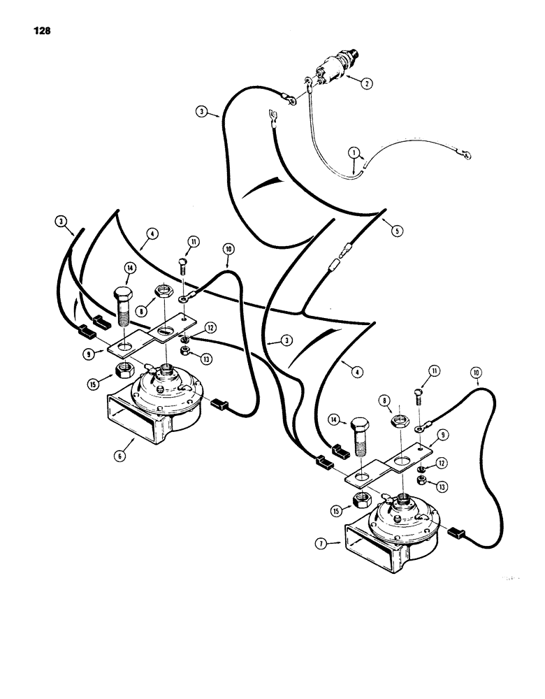 Схема запчастей Case 850B - (128) - HORN (06) - ELECTRICAL SYSTEMS