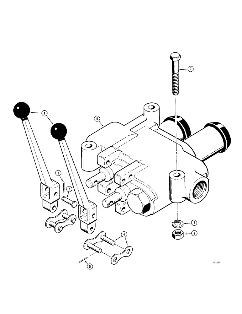 Схема запчастей Case 380CK - (172) - LOADER CONTROL LEVERS AND LINKAGE, MODELS WITH GRESEN VALVE (09) - CHASSIS/ATTACHMENTS