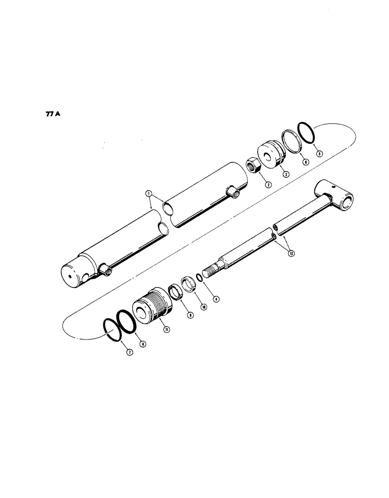 Схема запчастей Case 1816 - (77A) - D58574 BUCKET CYLINDER, RODGERS CYLINDER, HAS SPUDS AT HYDRAULIC PORTS (35) - HYDRAULIC SYSTEMS