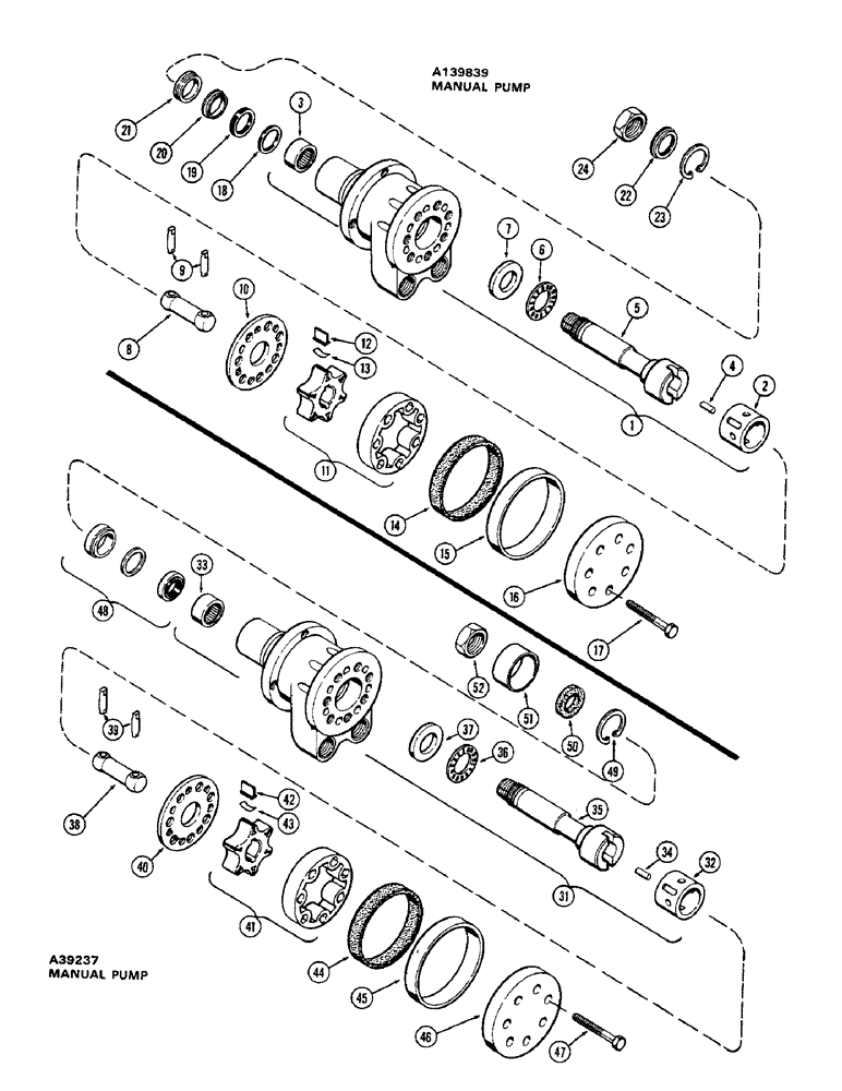 Схема запчастей Case 580B - (146) - A139839 MANUAL PUMP, A39237 MANUAL PUMP (05) - STEERING