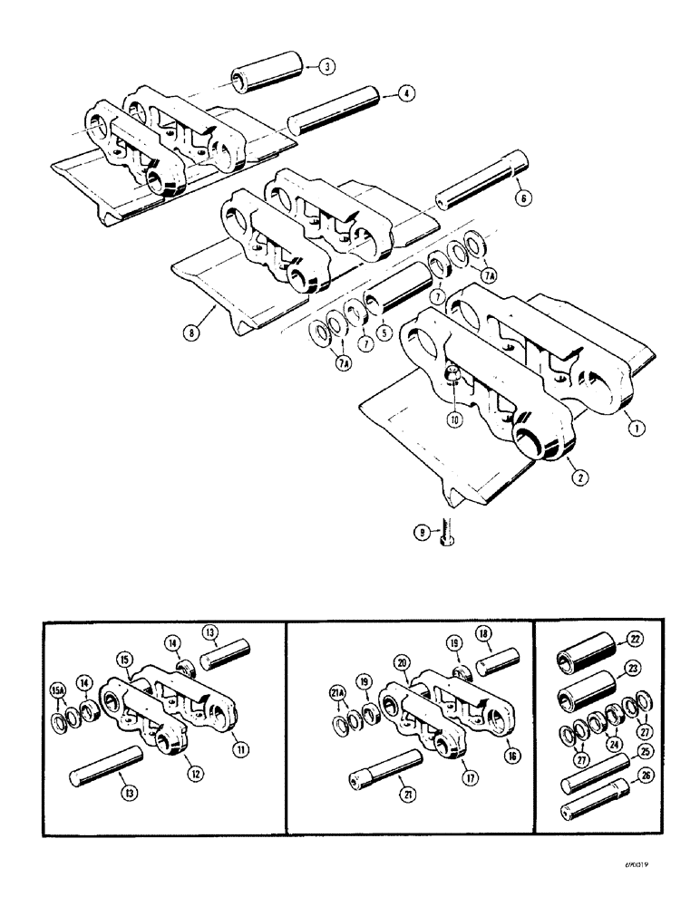 Схема запчастей Case 750 - (147A) - SEALED TRACK CHAIN - 5 ROLLER, SERVICE REPLACEMENT (04) - UNDERCARRIAGE