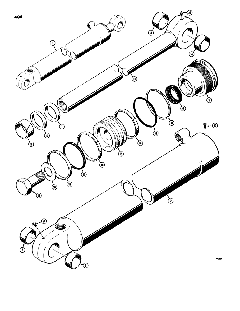 Схема запчастей Case 580C - (406) - G101175 BACKHOE DIPPER CYLINDER, WITH ONE PIECE PISTON (08) - HYDRAULICS