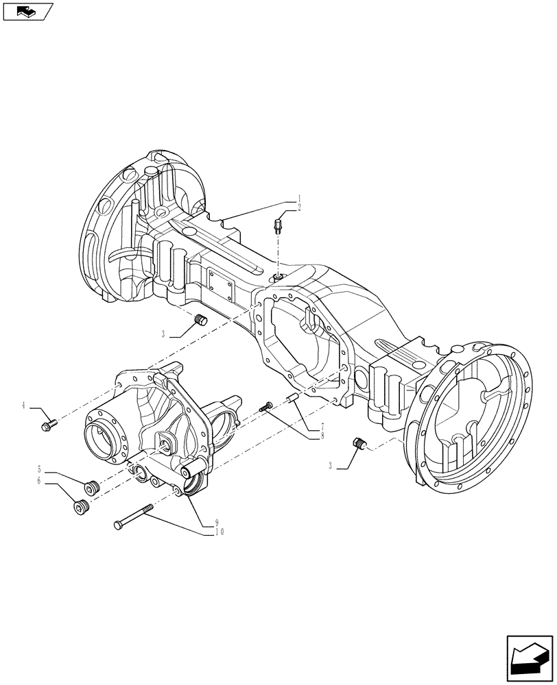 Схема запчастей Case 580SN - (27.100.03) - REAR AXLE, HOUSING (27) - REAR AXLE SYSTEM