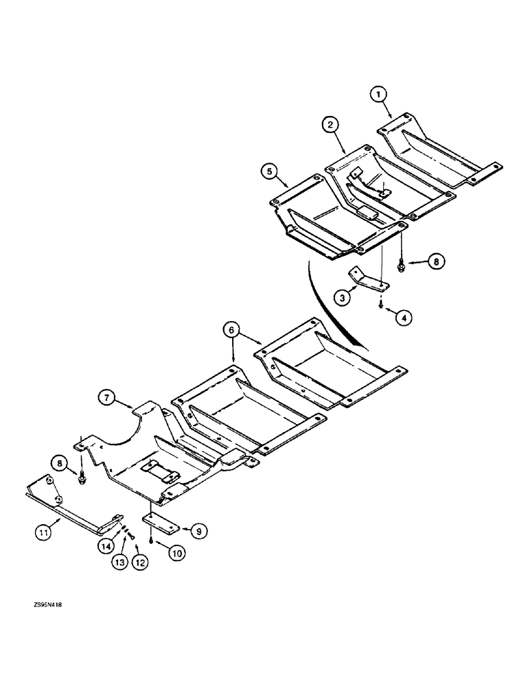 Схема запчастей Case 1150E - (9-042) - UNDERCARRIAGE GUARDS, LOADER MODELS (09) - CHASSIS/ATTACHMENTS